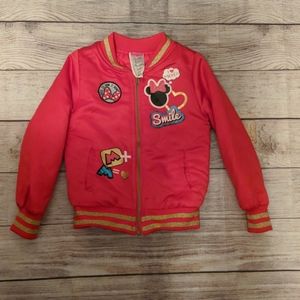 Disney Minnie Mickey Satin Jacket Red Gold 5/6